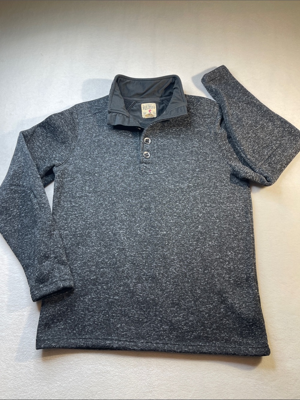 RedHead Men's Charcoal Heather BUTTON Neck Pullover SIZE L MEASUREMENT IN PHOTO